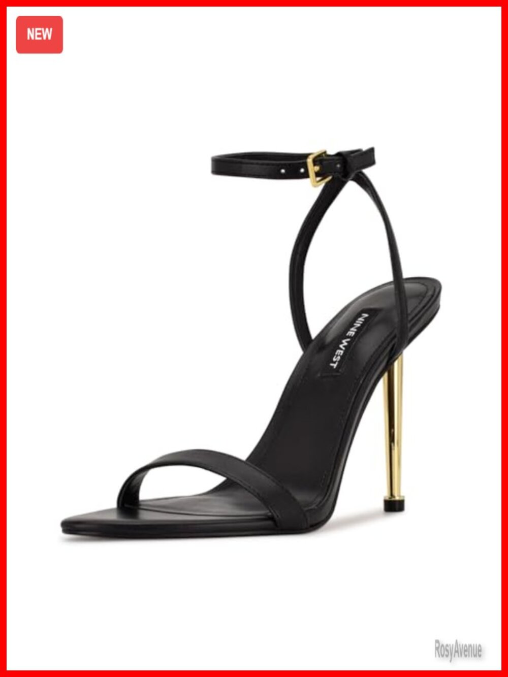 Nine West Reina Stiletto Heeled Sandal Ankle Strap 3.94" Almond Toe Formal